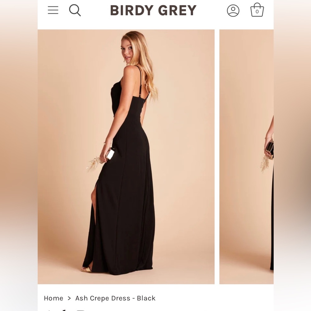 Birdy Grey Black Ash Crepe Dress with Slit - Picture 2 of 4